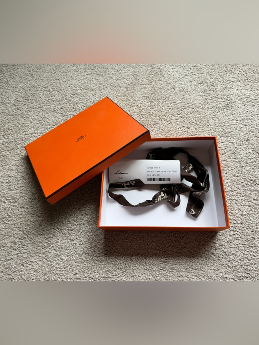 Hermes Gift Box with Ribbon, Shoe Box Oran Sandals